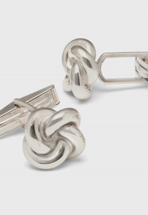 Paul Stuart Gold Plated Sterling Silver Knot Cufflink & Stud Set Silver | NZ_PAUL88051