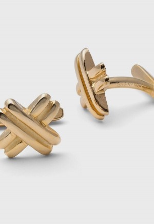 Paul Stuart Gold Vermeil "X" Cufflinks Gold | NZ_PAUL39846