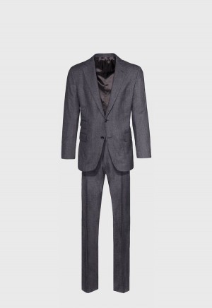 Paul Stuart Grey Micro Weave Super 180s Wool Grey | NZ_PAUL51548