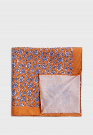 Paul Stuart Habotai Silk Tossed Pine Orange | NZ_PAUL49787
