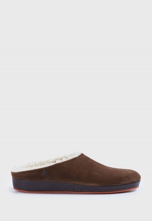 Paul Stuart Hampton II Shearling Clog Dark Brown | NZ_PAUL89387