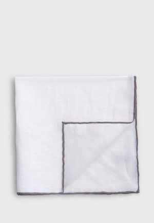 Paul Stuart Handkerchief with Contrast Border Grey | NZ_PAUL16783