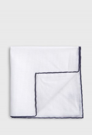 Paul Stuart Handkerchief with Contrast Border Navy | NZ_PAUL55503