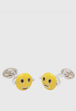 Paul Stuart Happy & Sad Emoji Cufflinks Yellow | NZ_PAUL15021
