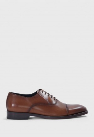 Paul Stuart Houston Leather Cap Toe Brown | NZ_PAUL28254