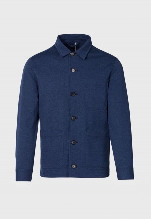 Paul Stuart Jersey Shirt Jacket Blue | NZ_PAUL74738