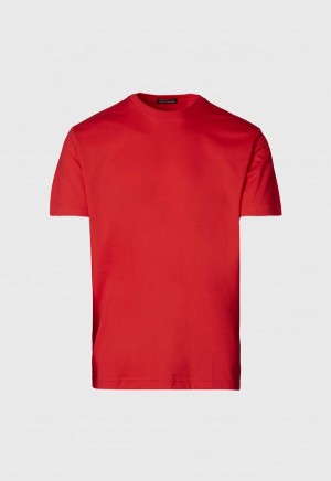 Paul Stuart Jersey T-Shirt Red | NZ_PAUL85346