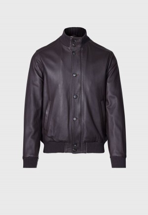 Paul Stuart Leather Bomber Jacket Brown | NZ_PAUL13106