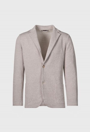 Paul Stuart Linen Cotton Piqué Knit Blazer Brown | NZ_PAUL72250