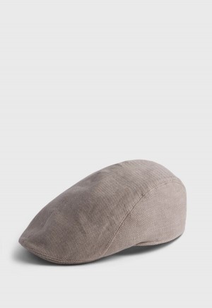 Paul Stuart Linen Hopsack Ivy Cap Brown | NZ_PAUL96202