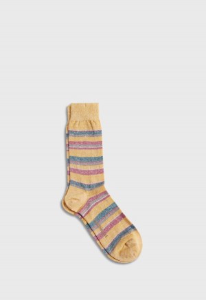 Paul Stuart Linen Mélange Striped Yellow | NZ_PAUL41729