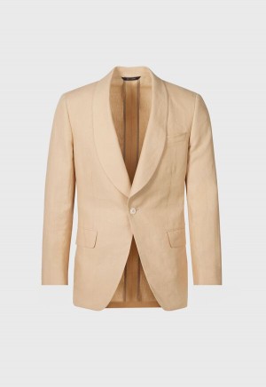 Paul Stuart Linen Shawl Collar Dinner Brown | NZ_PAUL21618