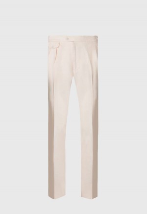 Paul Stuart Linen Washed Pleated Front Brown | NZ_PAUL16134