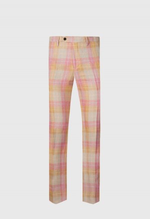Paul Stuart Linen & Cotton Plaids Coral | NZ_PAUL91733