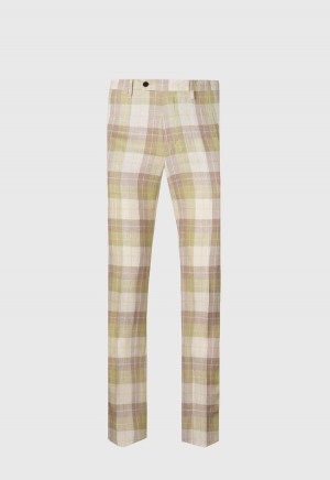 Paul Stuart Linen & Cotton Plaids Olive | NZ_PAUL16713