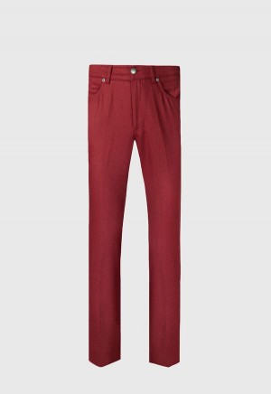 Paul Stuart Merino Wool Five Pocket Red | NZ_PAUL25608