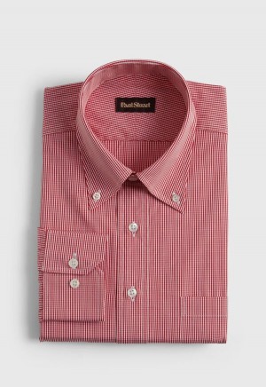 Paul Stuart Micro Gingham Check Red | NZ_PAUL13804
