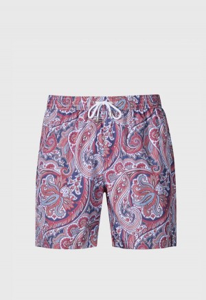 Paul Stuart Paisley Print Swim Trunk Blue / Red | NZ_PAUL84206