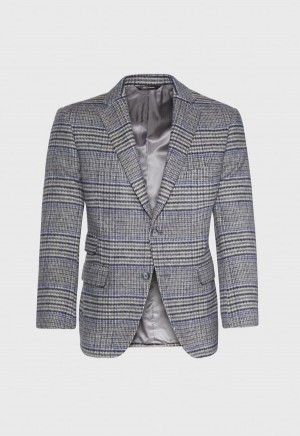 Paul Stuart Plaid Cashmere Paul Grey / Purple | NZ_PAUL44116