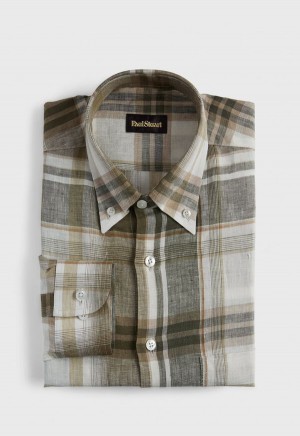 Paul Stuart Plaid Olive | NZ_PAUL10271