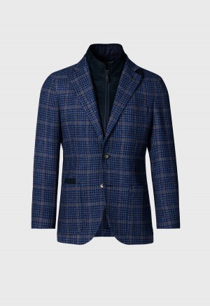 Paul Stuart Plaid with Removable Vest Blue | NZ_PAUL33684