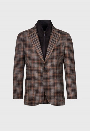 Paul Stuart Plaid with Removable Vest Brown | NZ_PAUL99103