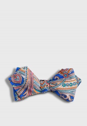 Paul Stuart Printed Habotai Silk Paisley Bow Royal | NZ_PAUL86467