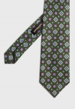 Paul Stuart Printed Linen Medallion Green | NZ_PAUL85067