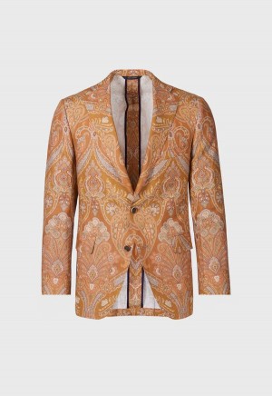 Paul Stuart Printed Paisley Linen Gold | NZ_PAUL34993