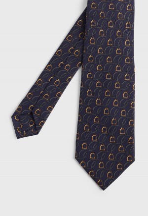 Paul Stuart Printed Silk Belts and Bits Navy | NZ_PAUL64849