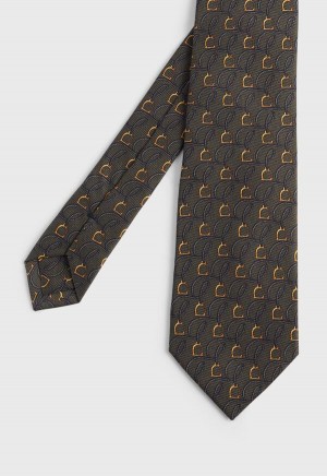 Paul Stuart Printed Silk Belts and Bits Olive | NZ_PAUL33730