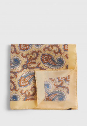 Paul Stuart Printed Silk Paisley Yellow | NZ_PAUL23689