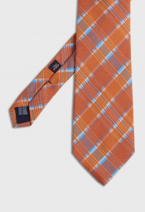 Paul Stuart Printed Silk Plaid Red | NZ_PAUL35979
