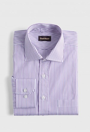 Paul Stuart Purple and White Striped Purple | NZ_PAUL62678