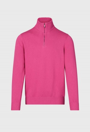 Paul Stuart Quarter Zip Light Pink | NZ_PAUL72334