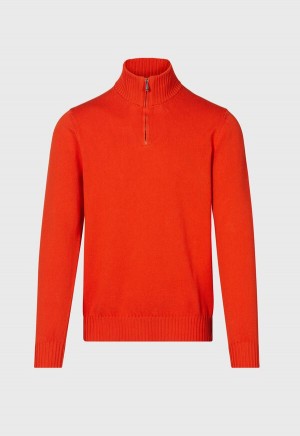 Paul Stuart Quarter Zip Orange | NZ_PAUL38989