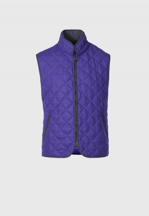Paul Stuart Quilted Wool Flannel Vest Purple | NZ_PAUL24244