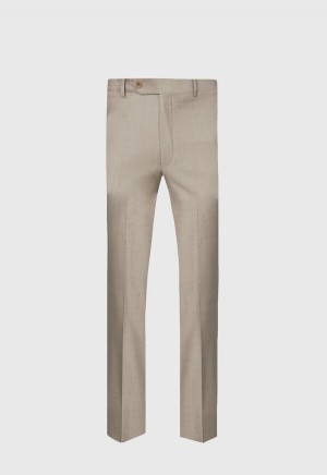 Paul Stuart Sand Super 130s Plain Front Brown | NZ_PAUL30357