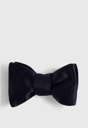 Paul Stuart Satin Blunt Edge Bow Black | NZ_PAUL64131