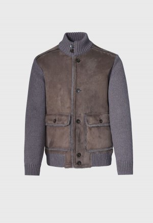 Paul Stuart Shearling and Knit Blouson Jacket Brown | NZ_PAUL20480