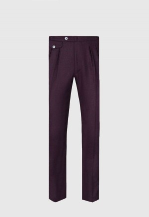 Paul Stuart Shetland Wool French Pleat Purple | NZ_PAUL55589