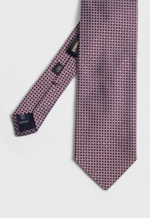 Paul Stuart Silk Jacquard Deco Rings Burgundy | NZ_PAUL78071