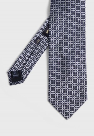 Paul Stuart Silk Jacquard Deco Rings Navy | NZ_PAUL32530