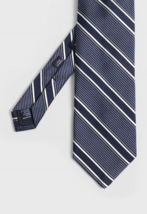Paul Stuart Silk Jacquard Macclesfield Stripe Black | NZ_PAUL12605