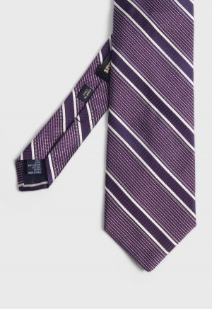 Paul Stuart Silk Jacquard Macclesfield Stripe Purple | NZ_PAUL89388