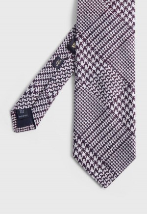 Paul Stuart Silk Jacquard Plaid Burgundy | NZ_PAUL44104