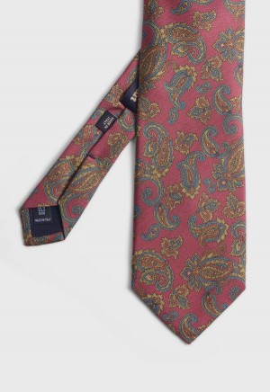 Paul Stuart Silk Paisley Print Burgundy | NZ_PAUL59141