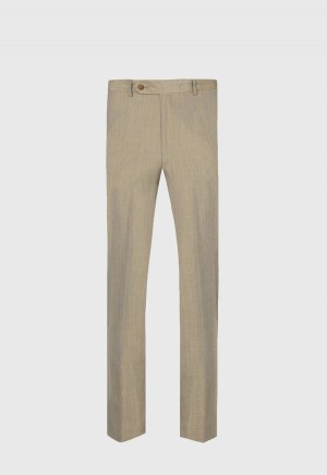Paul Stuart Silk Plain Front Olive | NZ_PAUL76645