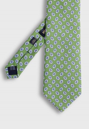 Paul Stuart Silk Tossed Oval Print Green | NZ_PAUL15469