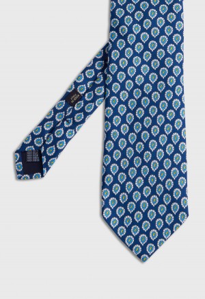 Paul Stuart Silk Twill Allover Pine Navy | NZ_PAUL42126